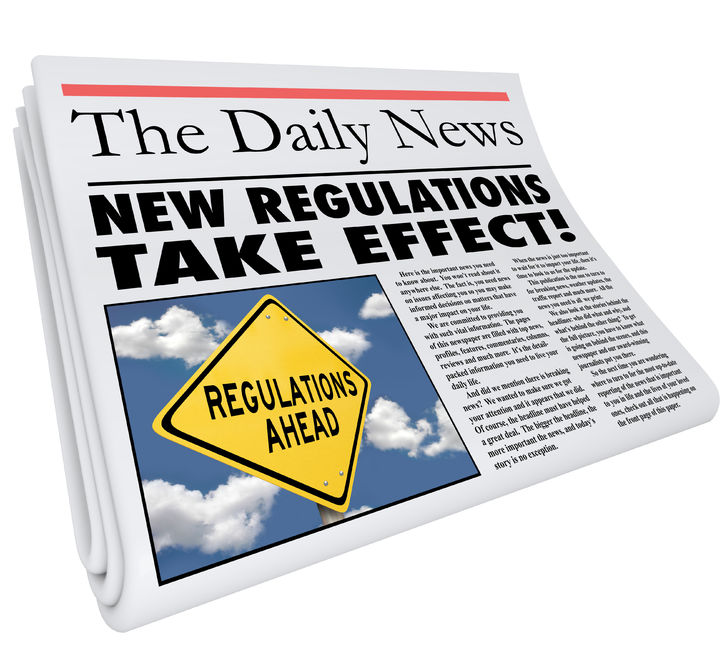 New Regulations Take Effect newspaper headline informing you of rules and laws impacting your life, business or career